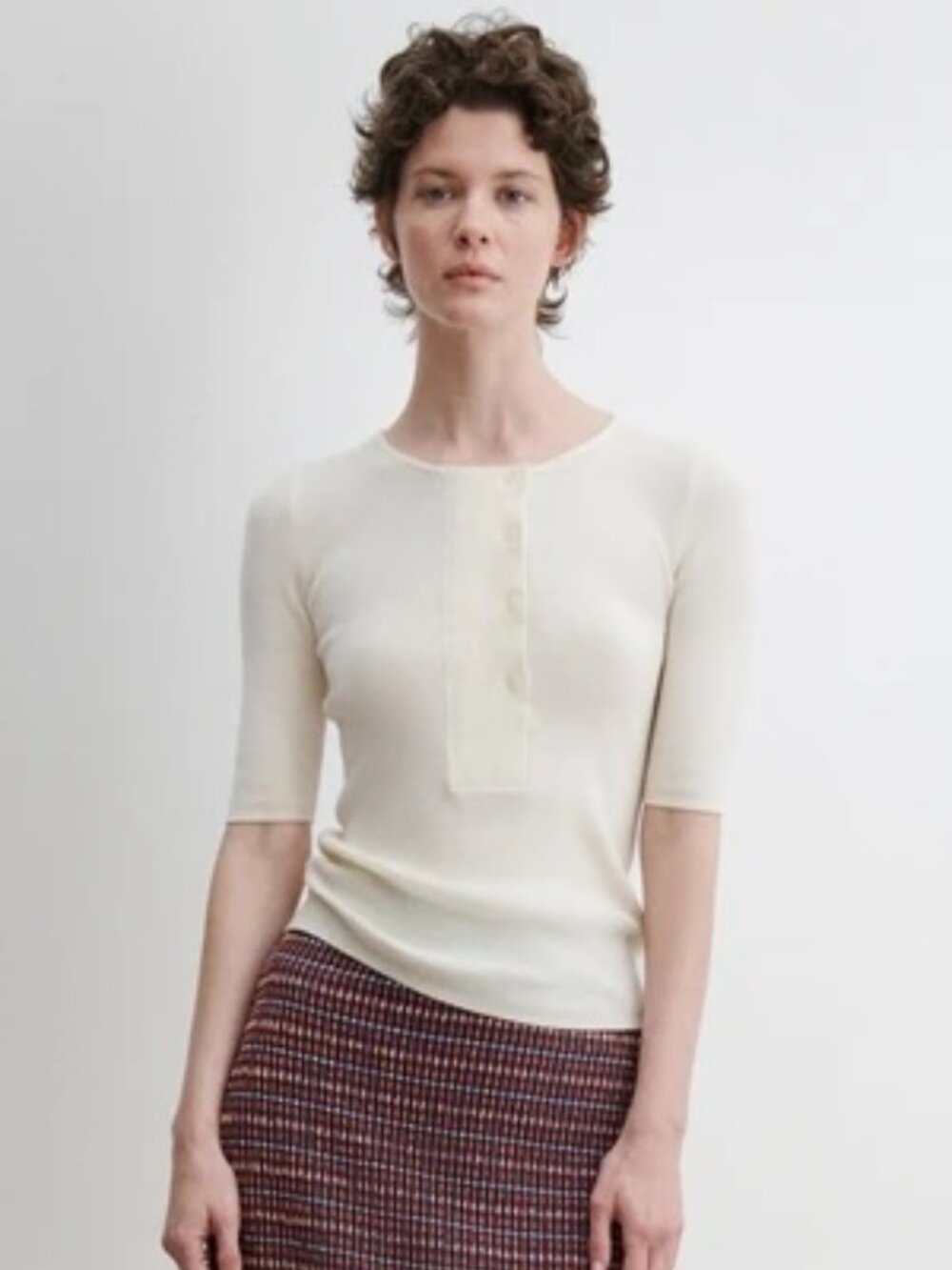 NWT Rachel Comey Allery Henley Sweater Cream Fine Merino Wool Size M